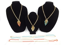 (5) Fancy Nolan Miller Necklaces with Dangle Drops in Coral and Blue, White