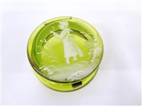 Mary Gregory Green Translucent Glass Hinged Dresser Box
