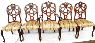 (5) Rococo Revival Chairs; One King and Four Side Chairs