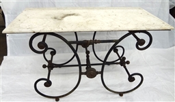 Brass Mounted Cast Iron Marble Top Bakers Table