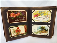 Vintage Postcard Album with 275 Turn of the Century Birthday Postcards and Cards