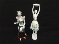 Pair Hollohaza Kezzel Festett Figurines