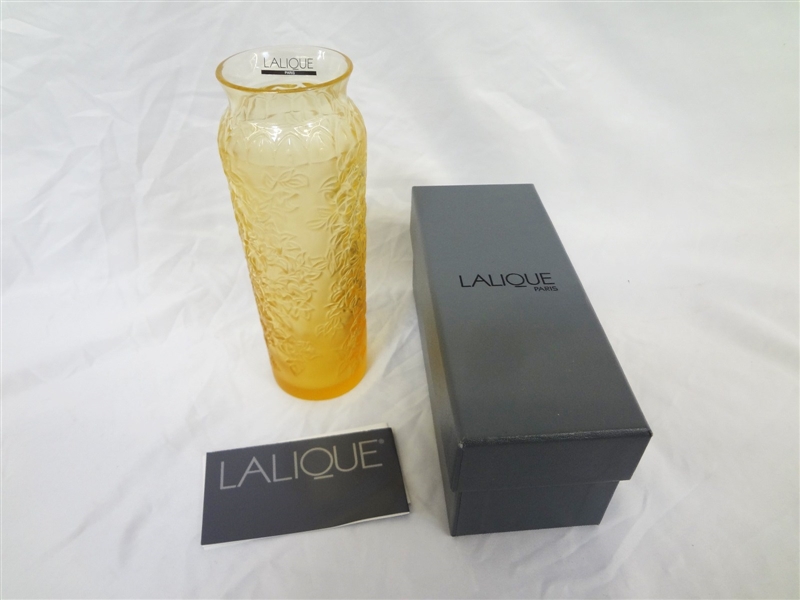 Lalique Bougenville Amber Vase New in Box