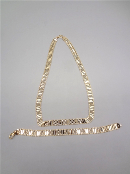 Gold Plated Sterling Silver Matching Necklace and Bracelet
