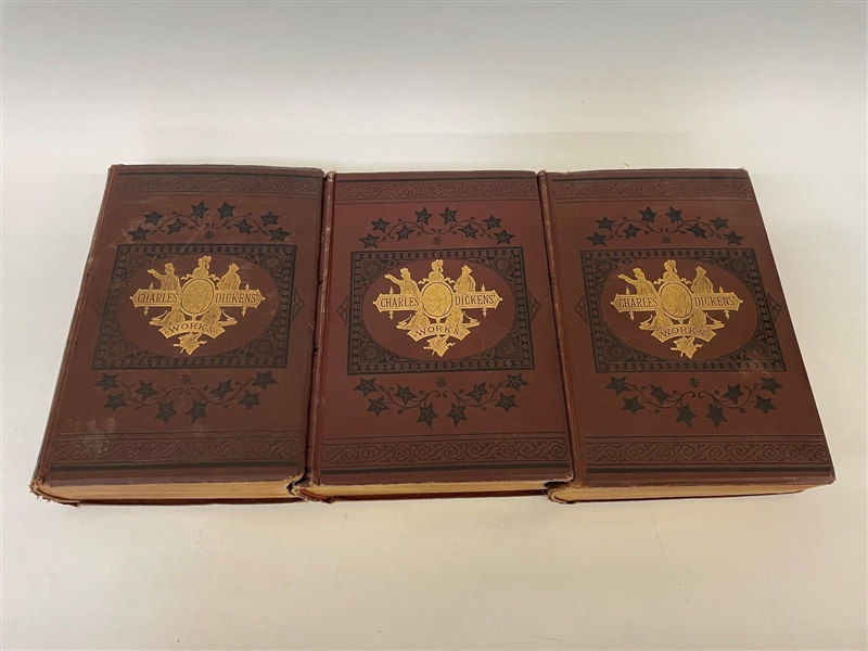 (3) Volume Set "The Works of Charles Dickens" With all Illustrations 1879