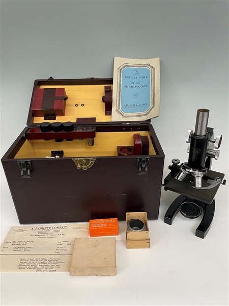 Bausch and Lomb BA-8 Medical Microscope Complete with Case and Manual