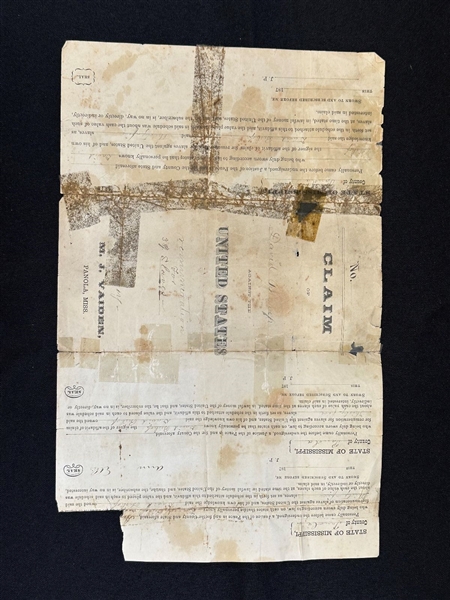 1870s Slave Remuneration Document Panola, Mississippi For David Bishop vs. United States