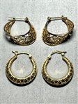 (2) Pairs 14k Yellow Gold Earrings
