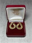 18k Yellow Gold Earrings Key Fret Dangles From Athens, Greece in Box