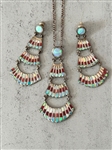 Native American Inlay Stone Sterling Silver Dangle Necklace and Earring Set
