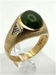 10k Yellow Gold Jade and Diamond Cabochon Ring