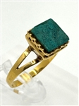 18k Yellow Gold 19th Century Square Green Stone Ring