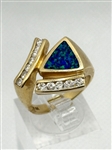 14k Yellow Gold Australian Black Opal and Diamond Ring