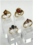 (4) 14k Gold Rings: Citrine, Sapphire, Diamond, Garnet