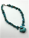 Large Sterling Silver Nugget Turquoise Necklace