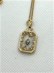 14k Yellow Gold Necklace With Camphor Glass Diamond Pendant