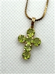 14k Yellow Gold Necklace With Peridot Cross Pendant