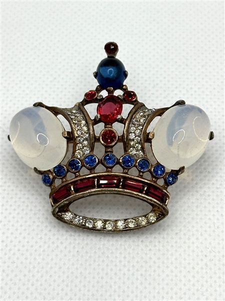 Crown Trifari Alfred Philippe Vermeil Sterling Silver Jelly Belly Crown Brooch