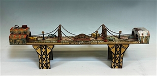 1930s Litho Busy Bridge Tin Wind Up Toy by Marx