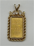 Credit Suisse 5g Fine Gold .999 Pendant in 14k Gold Setting with Diamond Chip