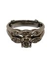 14k White Gold Wedding Ring with Diamonds
