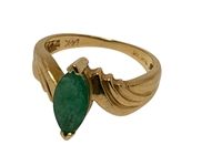 14k Gold Ring with Marquis Cut Emerald