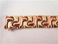 10K Solid Gold Key Fret Pattern Two Tone Bracelet .55 Troy Ounces