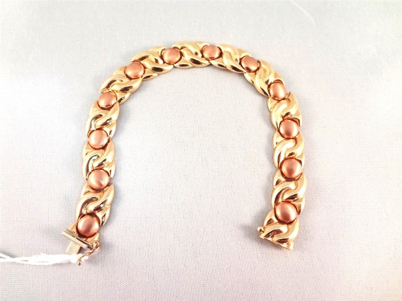 14K Gold Link and Ball Duo Tone Bracelet .32 Troy Ounces