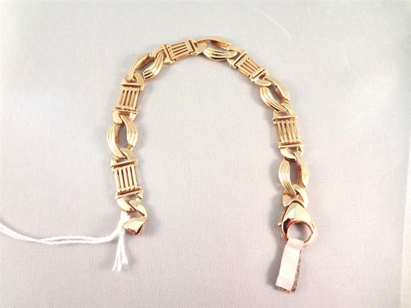 14K Solid Gold Fancy Corinthian Pattern Bracelet .74 Troy Ounces