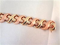 14K Solid Gold X Pattern Duo Tone Bracelet .48 Troy Ounces