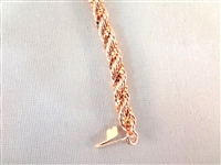 14K Solid Gold Rope Chain Bracelet .20 Troy Ounces