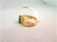 14K Gold Ring (1) Rectangular Tourmaline 8x6mm Ring Size 6.5