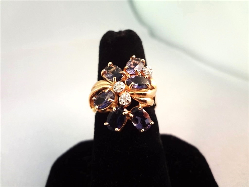 14K Gold Ring (6) Oval Amethyst 6x4mm Size 6.75