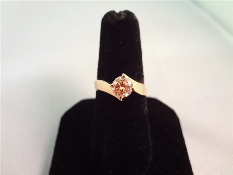 14K Gold Ring (1) Single Solitaire Diamond 4mm .25 carat Ring Size 6.75
