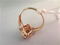 14K Gold Ring (1) Marquise Cut Ruby, (23) Ruby Baguettes, (4) Diamond Chips Ring Size 7.5