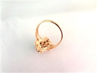 14K Gold Ring (13) Sapphires Round Cluster Setting Ring Size 6.75