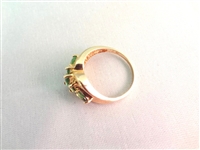 14K Gold Ring (3) Marquise Cut Emeralds (2) Pear Cut Emeralds Ring Size 7