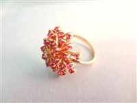 14K Gold Ring (32) Round Rubies 1.6mm Cluster Setting Ring Size 6.25