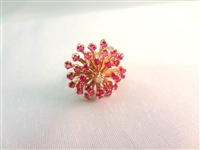 14K Gold Ring (32) Round Rubies 1.6mm Cluster Setting Ring Size 6.25