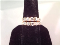 14K Gold (3) Band Wedding Set (1) Center Cubic Zirconia (2): (5) Round CZ Bands Ring Size 6.5, 6.75