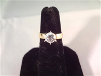 14K Gold (3) Band Wedding Set (1) Center Cubic Zirconia (2): (5) Round CZ Bands Ring Size 6.5, 6.75