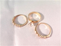 14K Gold (3) Band Wedding Set (1) Center Cubic Zirconia (2): (5) Round CZ Bands Ring Size 6.5, 6.75