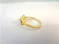 14K Gold Ring Center Pearl Ring Size 5.5