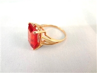 14K Gold Ring (1) Solitaire Ruby Emerald Cut 10x14mm 9 carats Ring Size 6.75