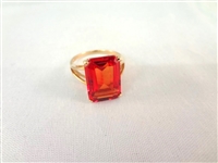 14K Gold Ring (1) Solitaire Ruby Emerald Cut 10x14mm 9 carats Ring Size 6.75