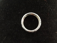 18K White Gold Ring Cross Hatch Pattern Ring Size 6.75