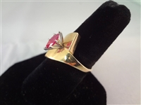 14K Gold Ring (1) Ruby Marquise Cut Solitaire 8x4mm Ring Size 8