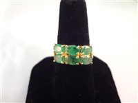 14K Gold Ring (6) Oval Emeralds 6x4mm Ring Size 7.5