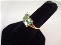 14K Gold Ring (6) Oval Emeralds 6x4mm Ring Size 7.5