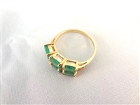 14K Gold Ring (6) Oval Emeralds 6x4mm Ring Size 7.5